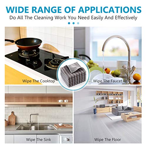 8 Pack Stainless Steel Cleaning Cloth, Double-Sided Microfiber Stainless Steel Cleaner for Kitchen Stovetop, Multi-Purpose Non-Scratch Cleaning Towel, Stripe Pattern, 12 x 12 Inches - color: Gray Stripe Pattern Stainless Cloth