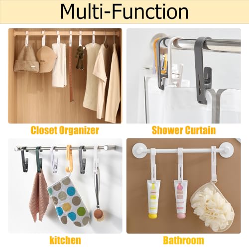 6Pcs Laundry Hooks with Clips Hanger Closet Organizer Clamps Hanging Socks Boot Bras Towels Shower Pegs for Bathroom Wardrobe Kitchen Office Holders Clothes Pins Heavy Duty Outdoor, Light Purple - color: Light Purple