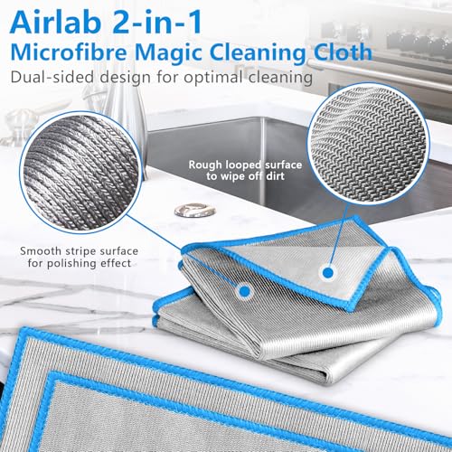 Airlab Glass Polishing Streak Free Miracle Cleaning Cloth, Sliver-Blue - color: Sliver-blue