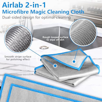 Airlab Glass Polishing Streak Free Miracle Cleaning Cloth, Sliver-Blue - color: Sliver-blue