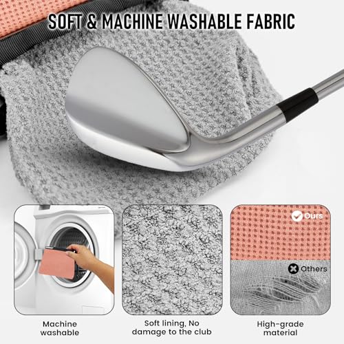 Waterproof Golf Club Cleaner Bag and Golf Ball Washer with Clip,Pink - color: PINK