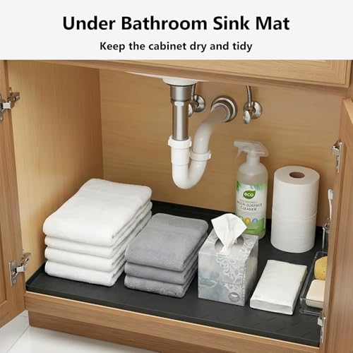 Mateeylife Under Sink Mat Kitchen Waterproof, Silicone Sink Tray 22"X19" - color: Classic Black, size: 19"W x 22"L