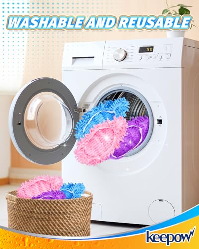 6 Mop Slippers for Floor Cleaning Mop Socks fr Women Washable Mopping Socks - color: 3 Pairs
