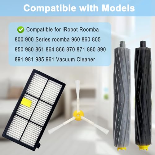 14 Pack Roomba 800 900 Series Replacement Parts for irobot Roomba 805 960 860 861 866 870 880 890 900 960 980 981 985 Robot Vacuum, 2 Debris Extractor 6 Filters 6 Side Brushes & 6Screws - size: 2+6+6 Pack