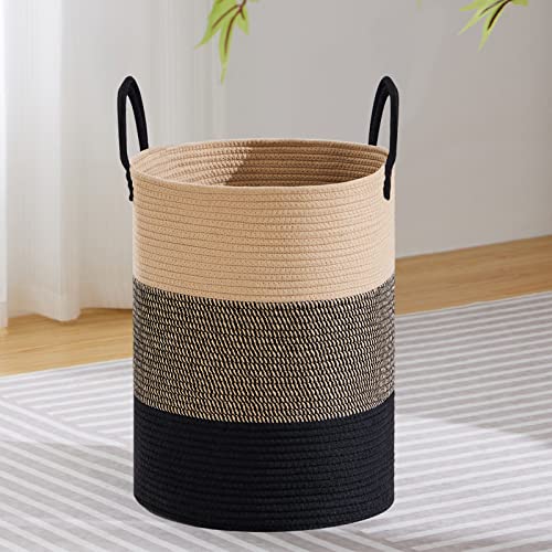 VIPOSCO 58L Tall Woven Laundry Basket Hamper, Brown Black - color: Brown & Black, size: 58L