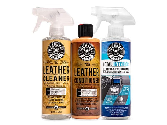 Chemical Guys, Leather Cleaner, Conditioner & Total Interior Bundle, 16 oz - style: 16 Fl Oz KIT + Total Interior
