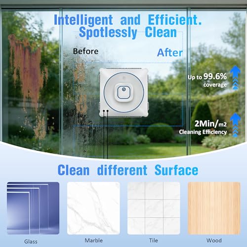 Window Cleaner Robot with 4 Cleaning Modes, 8000Pa Suction Remote Control