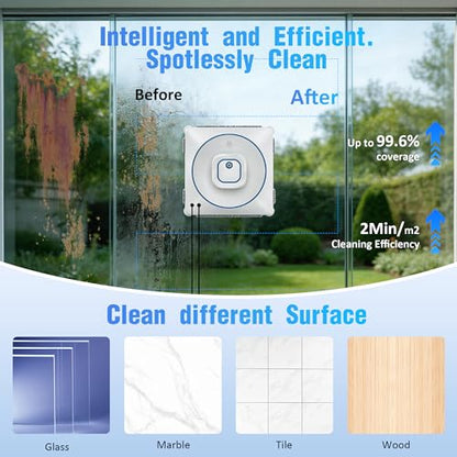 Window Cleaner Robot with 4 Cleaning Modes, 8000Pa Suction Remote Control