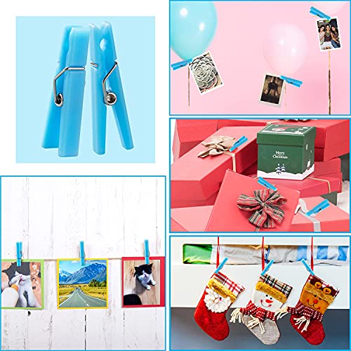 60Pcs Mini Clothespins for Baby Shower Games Boy Blue Clothes Pins 1.4 Inch - color: Blue
