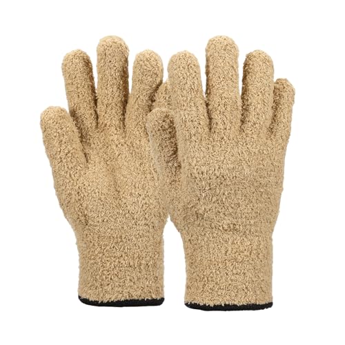 uxcell Microfiber Gloves, Reusable Washable Plant Dusting Gloves Cleaning Mittens for Auto Plants Household - color: Khaki