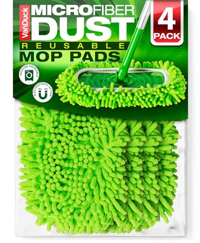 VanDuck Reusable Microfiber Dust Mop Refill for Swiffer Sweeper (4-Pack) - color: Dry Duster (Green), size: 4 Count (Pack of 1)