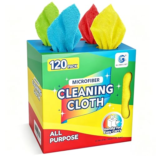 GLIMGLINT Microfiber Cleaning Cloth 120 Pack, Reusable Paper Towels 11 x 9 - color: Multicolor