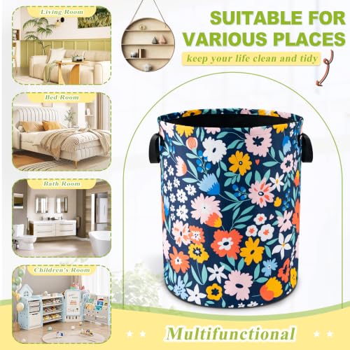 Folk Floral Art Laundry Basket Foldable Waterproof Hamper 18.9 x 16.5 Inch - color: Folk Floral Art