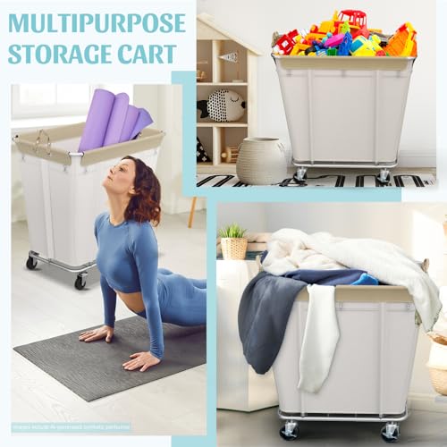 PLKOW 320L Rolling Laundry Cart with Wheels, Beige - color: Beige-320L
