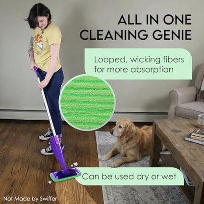 Turbo Mops Reusable Floor Mop Pads - Pack of 2, Machine Washable, 12-inch Microfiber Mop Refills - Compatible with Swiffer Wet Jet - Household Cleaning Tools - size: 2 Count (Pack of 1)