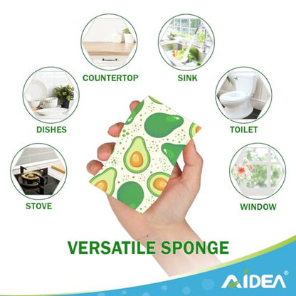 AIDEA Sponges Kitchen, Non-Scratch Scrub Sponge-6Count - color: Printed-blue
