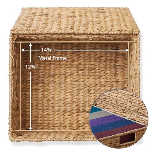 Casafield Rolling Filing Cabinet, Natural - Water Hyacinth File Organizer with Lid and Locking Wheels, Home Office Storage for Hanging Folders - color: Natural