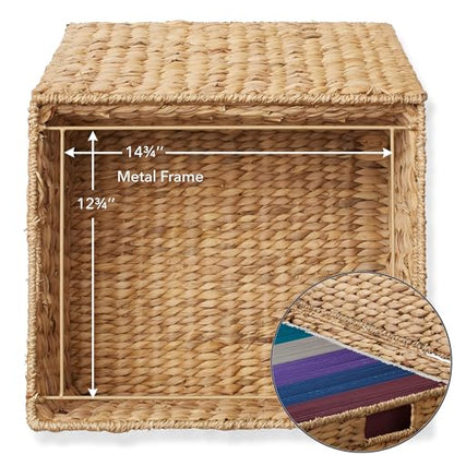 Casafield Rolling Filing Cabinet, Natural - Water Hyacinth File Organizer with Lid and Locking Wheels, Home Office Storage for Hanging Folders - color: Natural