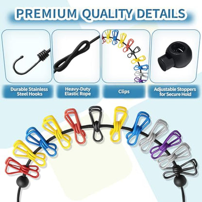 Magnetic Clothes Line for Cruise Ship, Upgraded Magnetic Travel Clothesline Essential, 2Pack Super Rubber Non-Scratch Magnets, Portable Clothesline for Cruise Ships Cabin, Hotel, RV and Camping