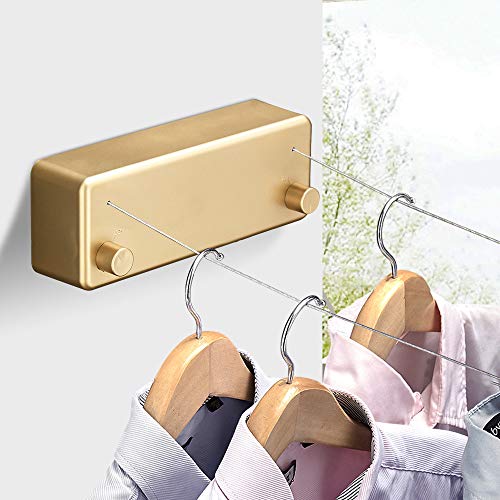 BESy Retractable Double Clothesline Laundry Indoor Washing Clothes Line - size: Double Rope, style: Gold