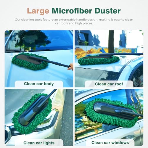 FLORICH Microfiber Car Duster Kit, Large Extendable Car Duster Exterior Scratch Free, Durable Car Brush Interior for Cars RV Truck - size: Carduster01