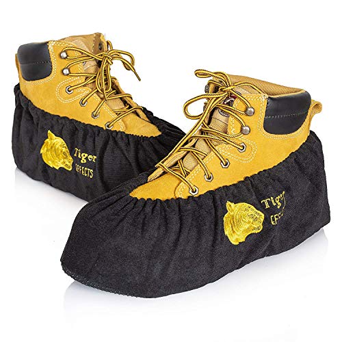 Premium Reusable Shoe Covers Slip-on Washable Work Boot Black Protectors - size: X-Large