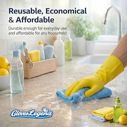 Yellow Household Kitchen Cleaning Dishwashing Reusable Gloves - Medium & Small - color: Yellow Latex - 6 Pairs