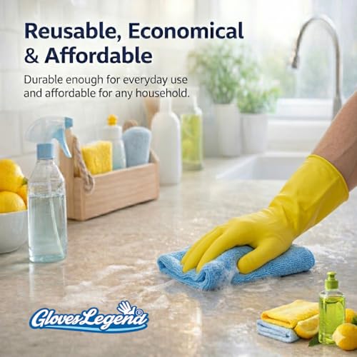 Yellow Household Kitchen Cleaning Dishwashing Reusable Gloves - Medium & Small - color: Yellow Latex -12 Pairs