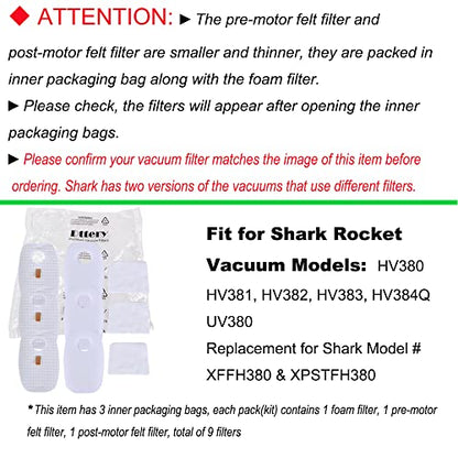 Dttery HV380 HV381 HV382 HV383 Filter Replacement for Shark Rocket DuoClean