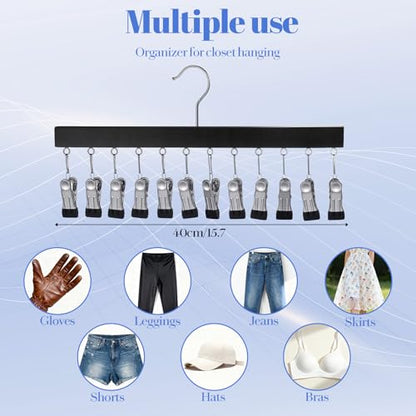 4 Pack Legging Organizer for Closet Pants Hangers with 12 Clips