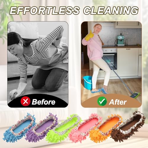 uxcell 4 Pcs Mop Slippers, Mop Socks Microfiber Shoe Covers Washable Mopping Slippers for Floor Cleaning Office Home Use Women Men, Floral Lace, Green - color: Green