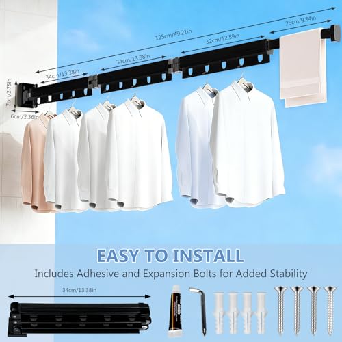 Clothes Drying Rack Wall Mounted, 3-Fold Space-Saving Drying Rack Clothing - color: Gray