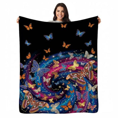 Boho Butterfly Throw Blanket, Ultra-Soft Flannel Fleece 60" x 80" - color: Boho Butterfly Art, size: 60"x80"