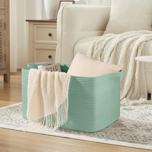 OIASKET 95L Extra Large Blanket Basket, 24" x 16.9" x 14.2" Woven Basket - color: Green, size: 24"x16.9"x14.2"