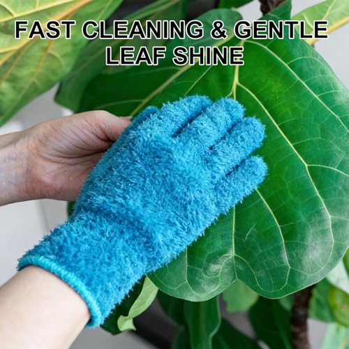 M METERXITY Dusting Gloves, Reusable Washable Mittens for Plants/House/Cars/Blinds Dusting, Leaf Cleaning Glove Mittens - color: Blue, size: 7 x 9.5 cm