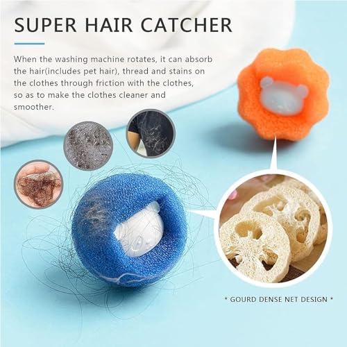 10 Pcs Pet Hair Remover for Laundry, Washing Machine Hair Catcher, Dryer Balls for Clothing Dog Cat Pet Fur Remover (Orange+Blue)