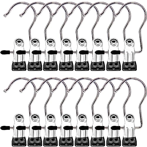 Boot Hangers Clips, 16 Pack Laundry Hooks Hanging Clips Clothes Pins Closet Hanger Organizer Clamps Socks Towel Clips Heavy Duty Clothespins Bulk Hanger Clips for Closet Travel Pants Socks Handbags - color: Black, size: 16 PACK