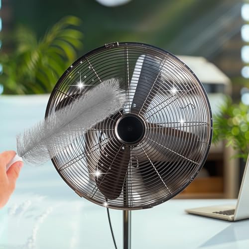 Yuanchu 2 Pcs Fan Cleaner Brushes, Bendable Fan Cleaning Brush Cobweb Duster Set Microfiber Head Washable Brush for Ceiling Fan Air Vents Curtains Cars Box Fan(Grey) - color: Gray