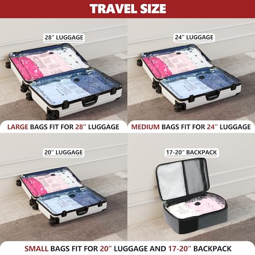 Vacuum Seal Bags for Clothing Travel and Home Storage, Travel Vacuum Bags with Electric Pump, Space Saver Compression Packing Cubes for Luggage Suitcase Bedding Blankets Clothes, 8 Medium - size: 8 Medium