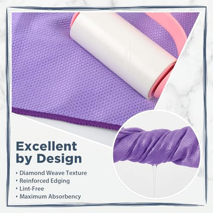 SINLAND Microfiber Glass Polishing Cleaning Cloths, Purple, 16x16In, 6Pk - color: Purple X 6