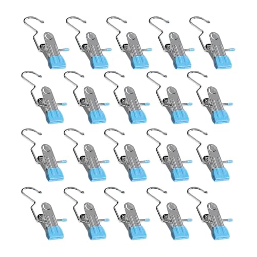 20 Pack Multi-Functional Boot Hangers - Space Saving Closet Clips & Laundry Hooks for Pants, Hats, Socks & Gloves (Blue)