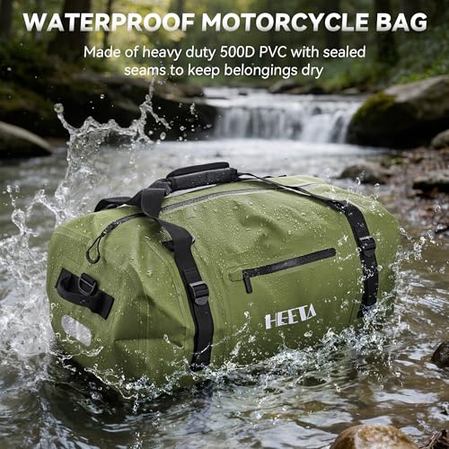 HEETA Waterproof Motorcycle Dry Bag Duffel Luggage Travel Bags, Green 50L - color: Green, size: 50L