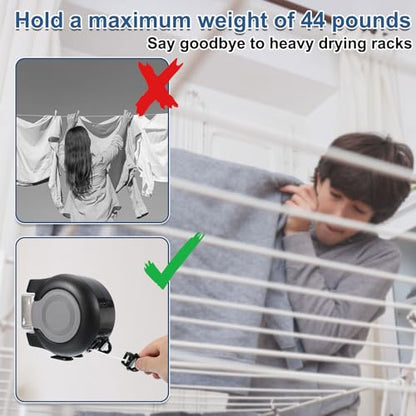 uxcell Retractable Double Clothesline Outdoor Indoor, 49Ft Heavy Duty PVC Clothes Line Retracting Laundry Line with 24 Pcs Clothespins for Wet Dry Clothing, Black - color: Black/Grey