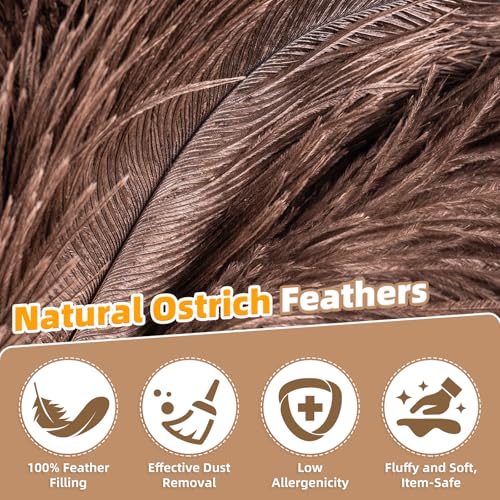 Extendable Ostrich Feather Duster for Cleaning with 49 inch Rotatable Pole - color: 49in-brown