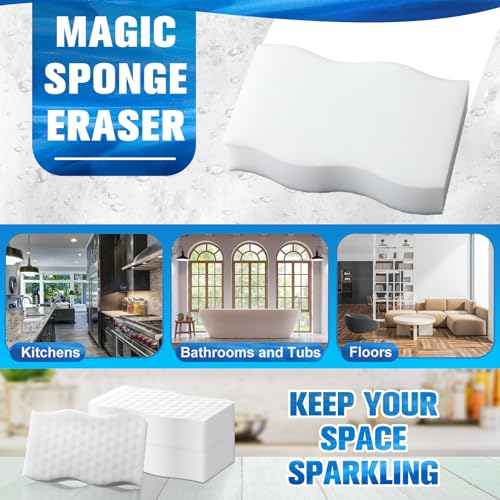 SiliFine Magic Extra Durable Sponge Eraser 3 Layer Density Cleaning Pads in Bulk Thick More Lasting Sponge Eraser for Bathroom Kitchen Floor Bathtub Toilet Cleaner - color: White