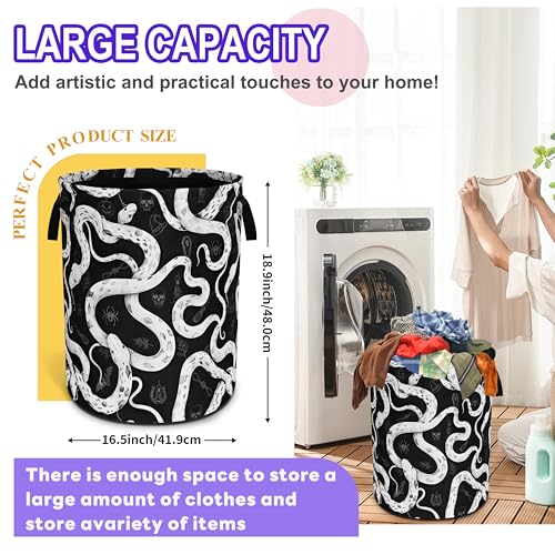 Snake Crawling Laundry Basket Foldable Oxford Cloth Hamper 18.9 x 16.5 Inch - color: Snake Crawling