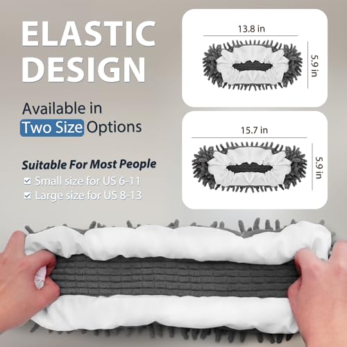 8 Pcs Mop Slippers Socks Floor Cleaning,Microfiber Shoe Covers dust Washable Reusable for Woman Man House Kitchen (Dark Grey) - color: Dark Grey