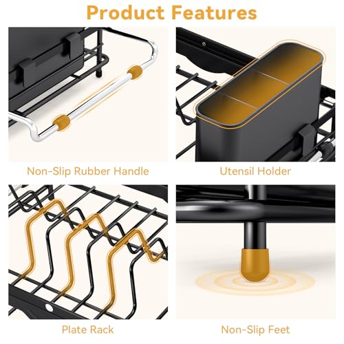 TOOLF Sink Small Dish Drying Rack with Utensil Holder for RV, Apartment - size: Compact Size