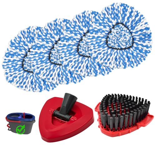 6Pack Mop Replacement Head for O Cedar RinseClean 2 Tank System - color: 4blue+2red
