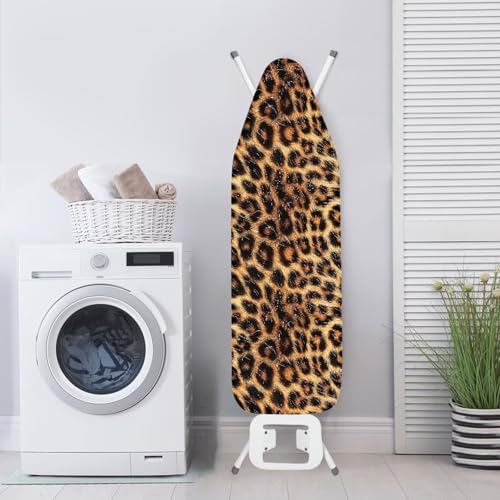 Leopard Print Ironing Board Cover and Pad 15 X 54 Thick Padding with Elastic Edge Ironing Board Pad for Standard Size Boards Table Top Ironing Board Cover Sleeve Brown - color: Leopard Print